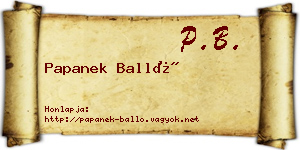 Papanek Balló névjegykártya